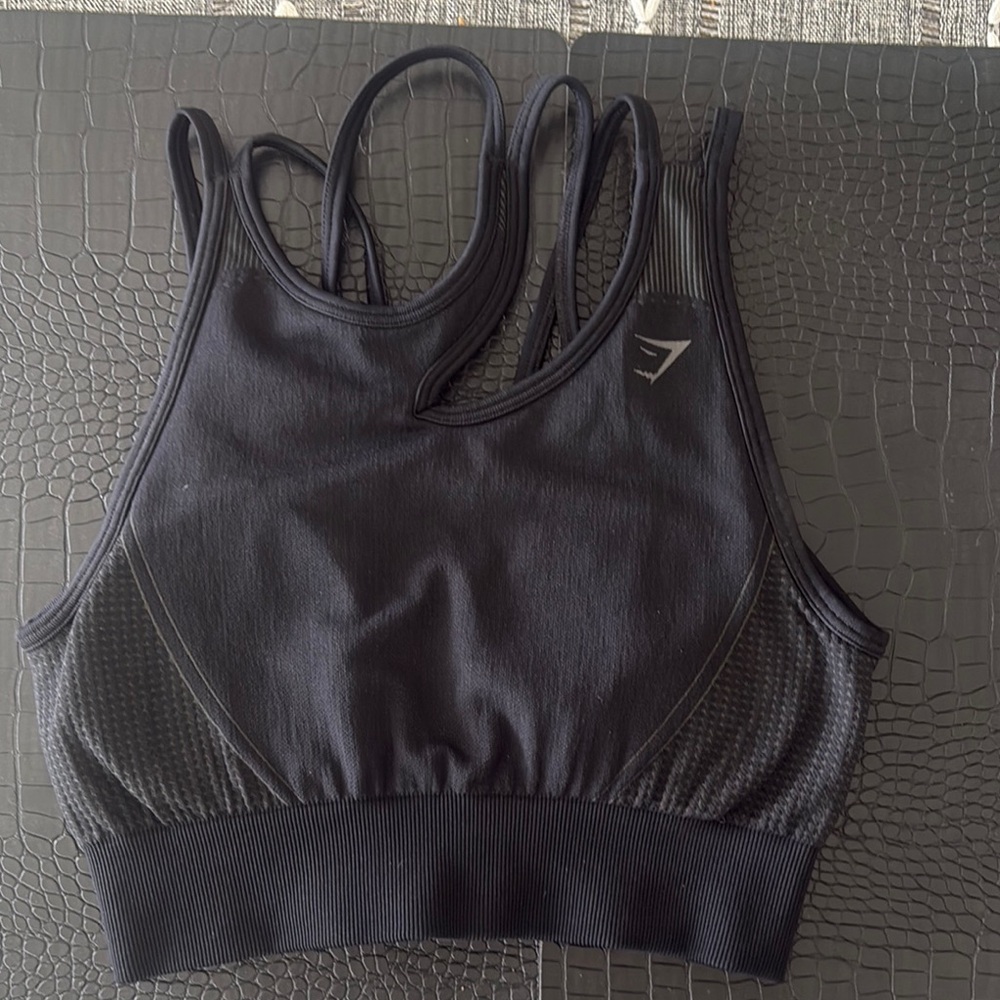 Gymshark Black Sports Bra High Neck Racerback